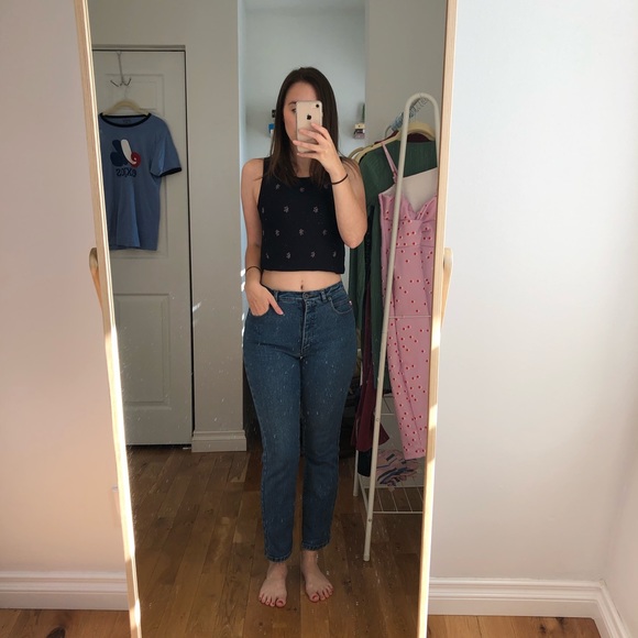 Navy and pink floral tank top - Picture 3 of 5